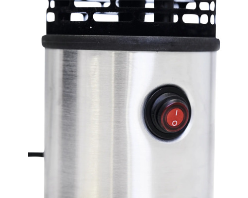 Detaljvy av en värmare med på- och avstängningsknapp