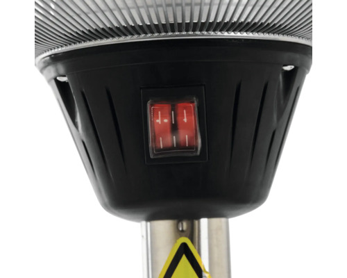 Närbild av en värmelampa med strömbrytare