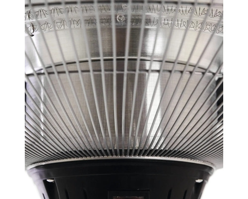 Närbild av en terrassvärmare med skyddsgaller