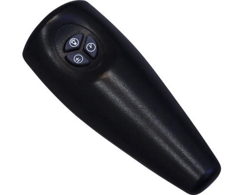 Svart fjärrkontroll med knappar för att styra olika funktioner