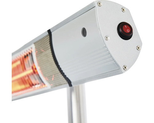 Närbild av en terrassvärmare med på- och avstängningsknapp