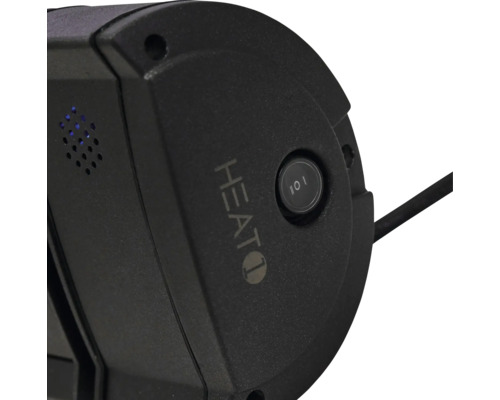 Detaljbild av en terrassvärmare med strömbrytare