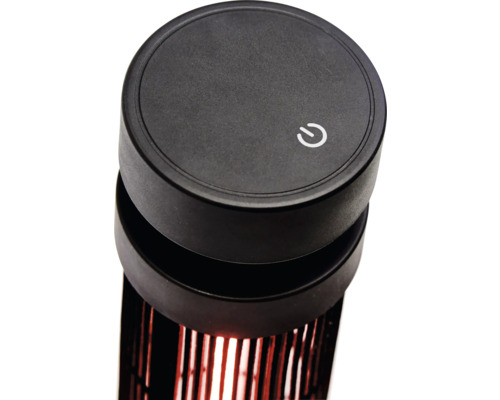 Detaljvy av en terrassvärmare med på- och avstängningsknapp