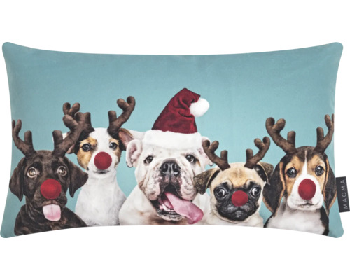 Kudde Xmas Dogs petrol 30x50cm Kudde Xmas Dogs petrol 30x50cm