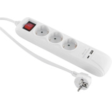 Grenuttag med tre uttag och två USB-portar