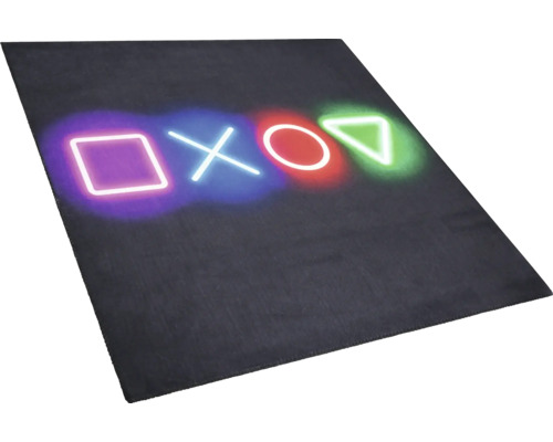 Matta med motiv av kvadrat, kryss, cirkel och triangel