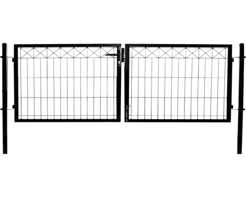 Dubbelgrind HORTUS panelstängsel X-dekoration 300cm svart Dubbelgrind trädgårdsstaket med stolpar