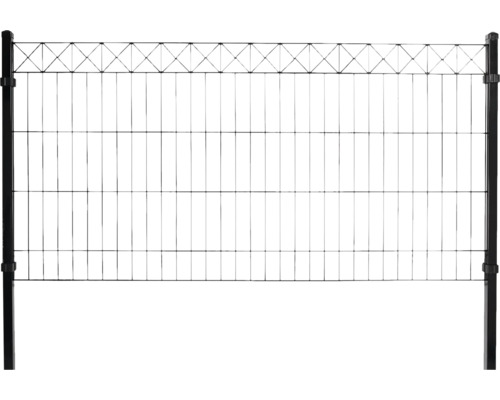 Panelstängsel HORTUS X-dekoration tilläggsmodul 200x100cm svart Metallstängsel med rektangulärt rutmönster