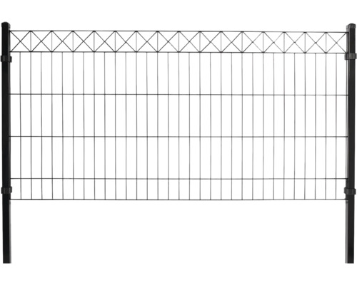 Panelstängselset HORTUS X-dekoration 12 moduler 2x1m svart Stängsel med stolpar för trädgården