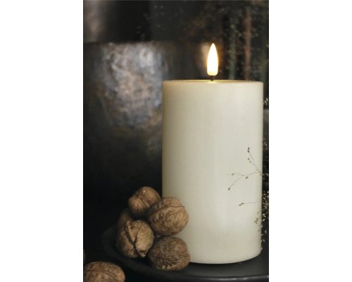 Dekorativ LED-ljus med valnötter på en tallrik