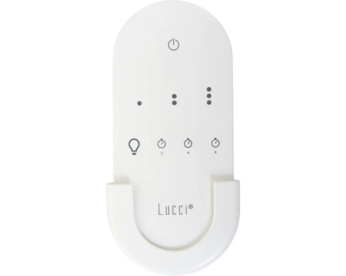 Lucci fjärrkontroll med olika knappar för att styra ljus- och timerfunktioner