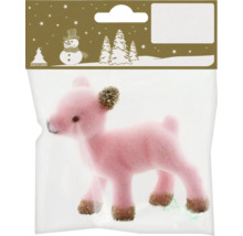 Förpackning med rosa prydnadshjort med applikationer av guldglitter