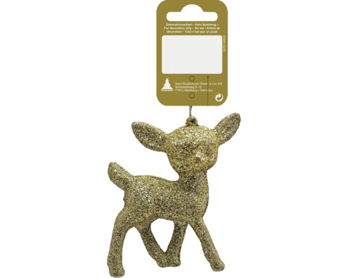 Juldekoration Bambi glitter guld 9cm