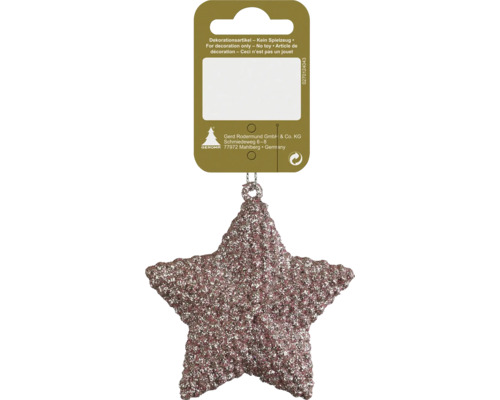 Julgranshänge stjärna glitter rosa 7,5cm Glittrig stjärna att hänga upp som juldekoration