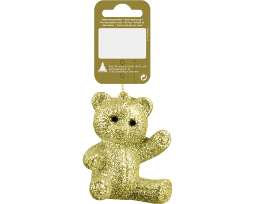 Juldekoration nalle guld glitter 7cm