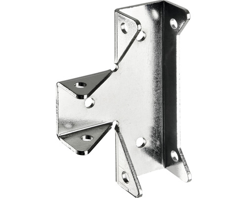 Vinkelbeslag av metall med fästhål