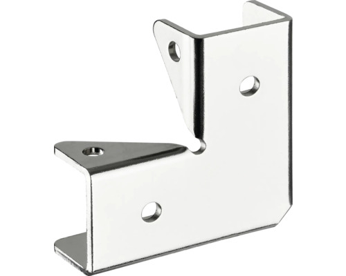 Vinkelbeslag av metall med fästhål