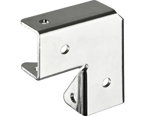 Vinkelbeslag av metall med fästhål