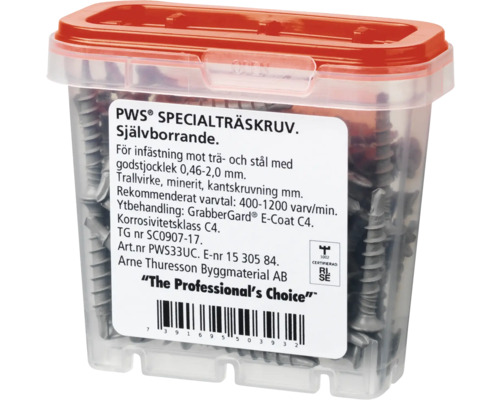 PWS specialträskruvar i behållare