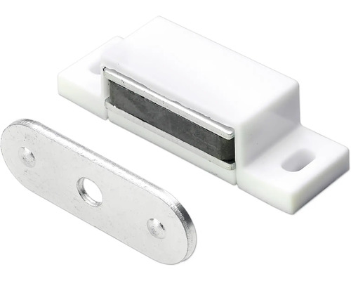 Magnetlås HETTICH 45x14x15mm 4kg förzinkat vit 10-pack Magnetlås med motplatta för montering