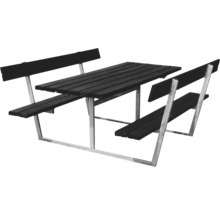 Picknickbord med ryggstöd i trä och metallram