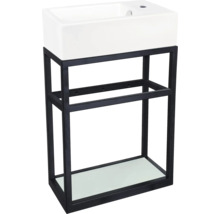 Tvättställ med metallram och hylla