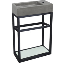 Tvättställ med betongfat och svart metallram