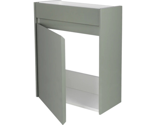 Tvättställsskåp med öppen dörr