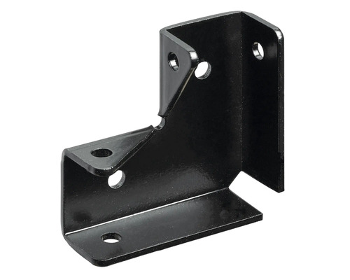 Svart vinkelförbindare med hål för fastsättning