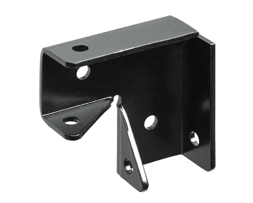 Vinkelbeslag av metall med monteringshål