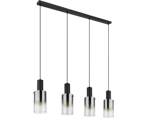 Pendellampa med fyra lampor och glasskärmar