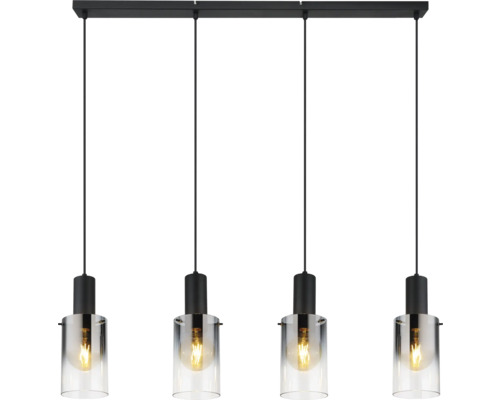 Taklampa med fyra lampor och klara glasskärmar för inomhusbruk