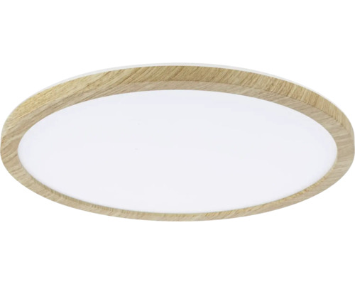 Rund taklampa med träram