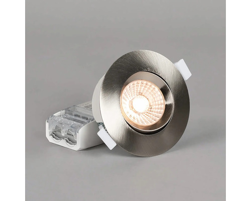 Infälld spotlight med rund ram i borstad metall