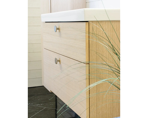 Tvättställsskåp med två lådor och runda handtag