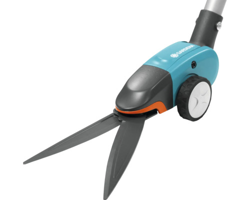 Gardena Logo, grässax med hjul