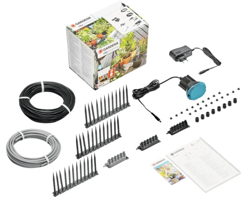 Gardena City Gardening bevattningsset med bevattningsdator, slangar, droppare och tillbehör