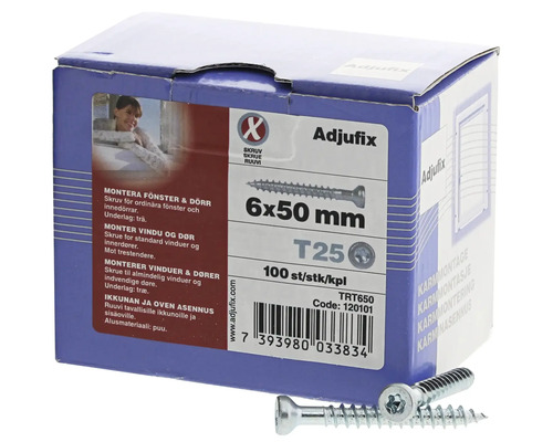 Adjufix skruvar 6x50 millimeter i en förpackning med 100 stycken