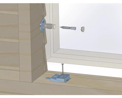 Montering av fönster med skruvar och monteringsblock