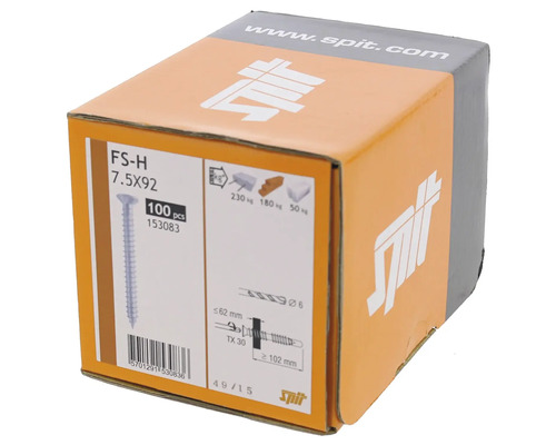Kartong med 100 stycken Spit skruvar FS-H 7.5x92