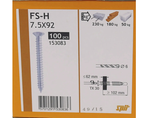 Förpackning med hundra skruvar 7,5x92
