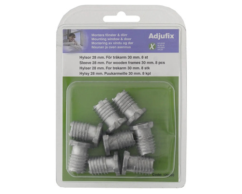 Åtta hylsor 28 millimeter för träramar 30 millimeter i förpackning