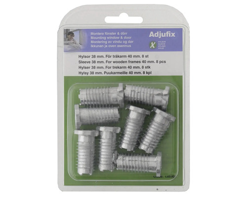 Adjufix hylsor för fönster- och dörrmontering, 38 mm, 8 stycken