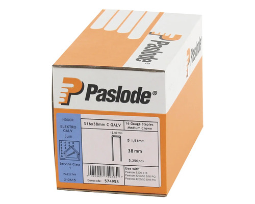 Paslode elhäftklammer S16 x 38 millimeter, 5250 stycken, i kartong