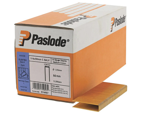 Paslode Klammer S16x50 millimeter C GALV, förpackning med 5250 stycken