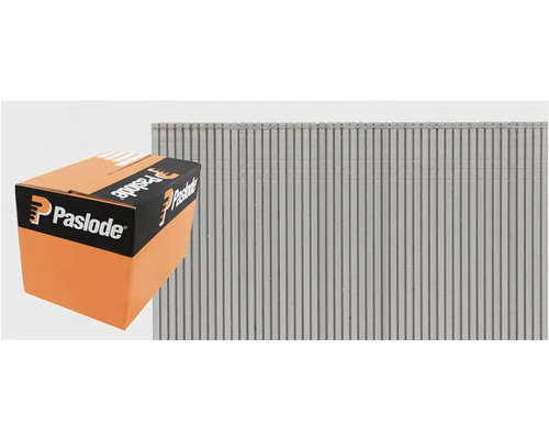 Paslode logotyp bredvid ett paket med bandspik