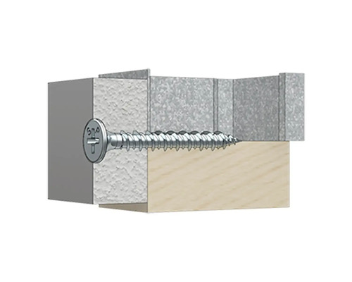 Skruv i metallprofil med träunderlag