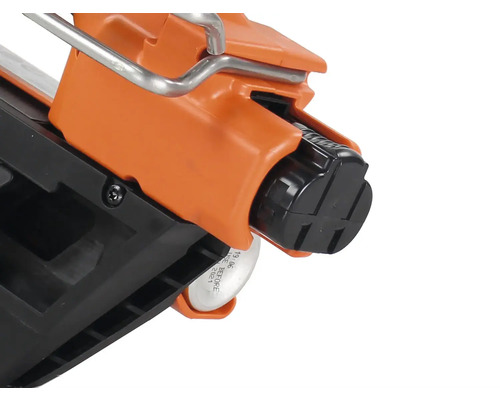 Detaljvy av en spikpistol med inställningsratt