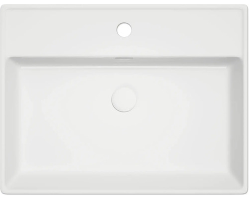 Keramisk tvättställ med blandarhål och överfyllnadsskydd