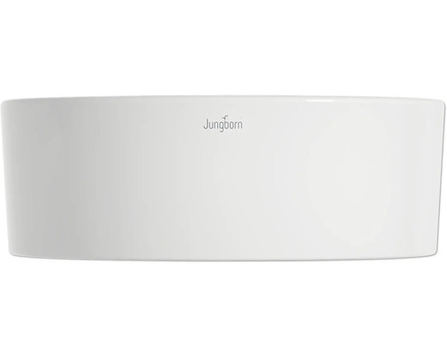 Jungborn logotyp på keramisk tvättställ